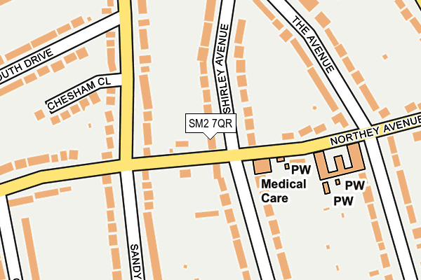 SM2 7QR map - OS OpenMap – Local (Ordnance Survey)
