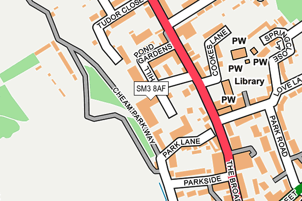 SM3 8AF map - OS OpenMap – Local (Ordnance Survey)