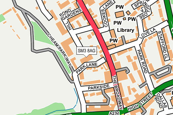 SM3 8AG map - OS OpenMap – Local (Ordnance Survey)