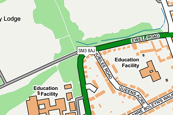 SM3 8AJ map - OS OpenMap – Local (Ordnance Survey)