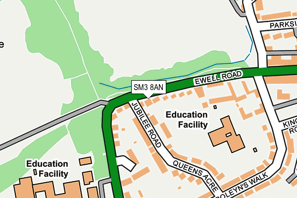 SM3 8AN map - OS OpenMap – Local (Ordnance Survey)