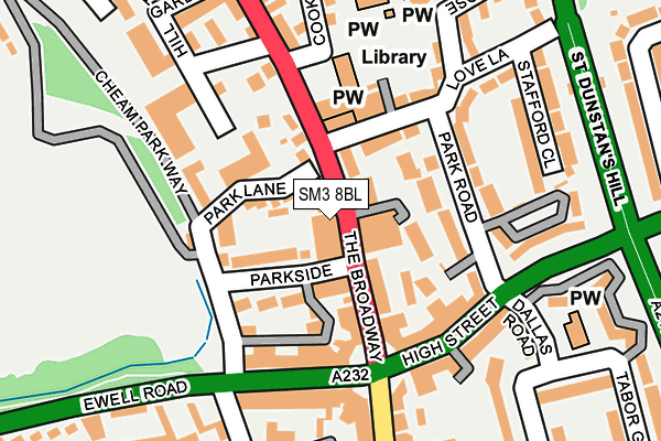 SM3 8BL map - OS OpenMap – Local (Ordnance Survey)