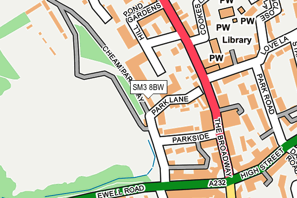 SM3 8BW map - OS OpenMap – Local (Ordnance Survey)