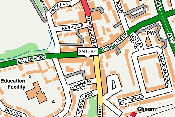 SM3 8BZ map - OS OpenMap – Local (Ordnance Survey)