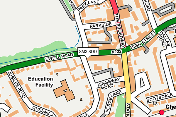 SM3 8DD map - OS OpenMap – Local (Ordnance Survey)