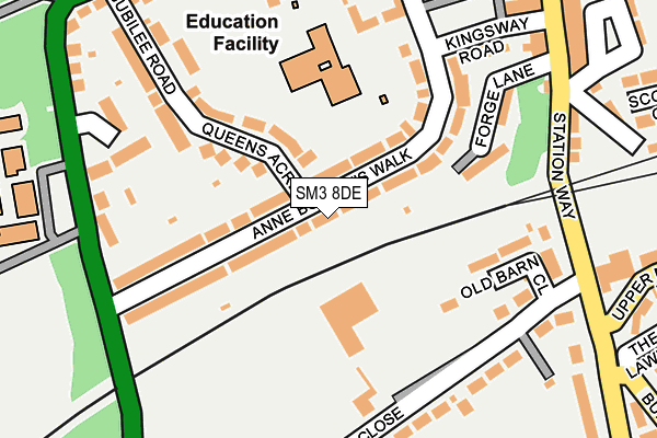 SM3 8DE map - OS OpenMap – Local (Ordnance Survey)