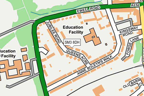 SM3 8DH map - OS OpenMap – Local (Ordnance Survey)