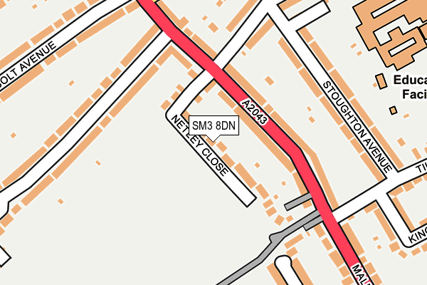 SM3 8DN map - OS OpenMap – Local (Ordnance Survey)