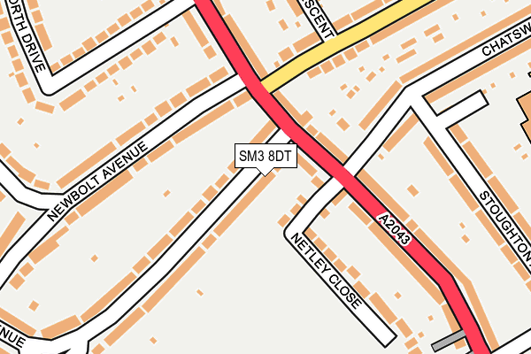 SM3 8DT map - OS OpenMap – Local (Ordnance Survey)