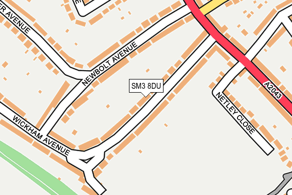 SM3 8DU map - OS OpenMap – Local (Ordnance Survey)