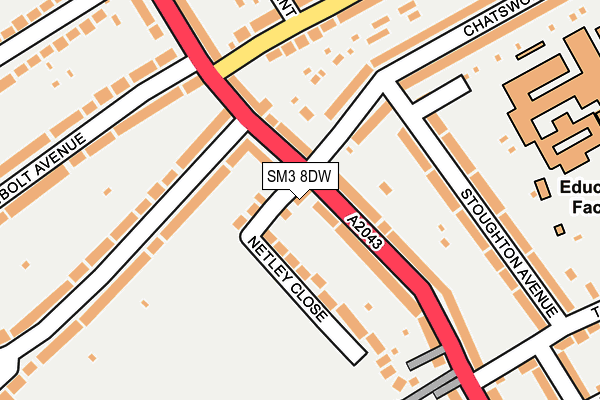SM3 8DW map - OS OpenMap – Local (Ordnance Survey)