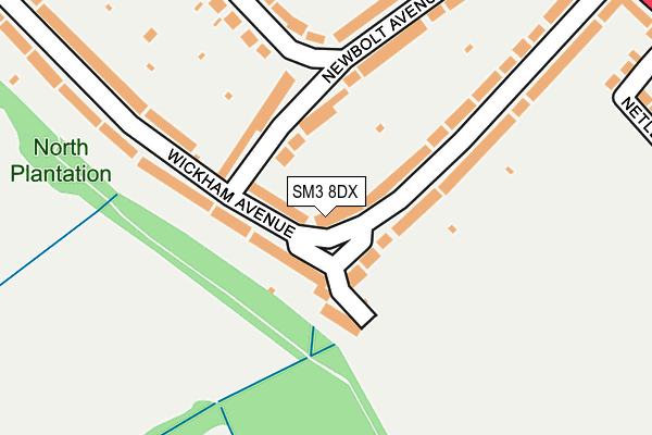 SM3 8DX map - OS OpenMap – Local (Ordnance Survey)