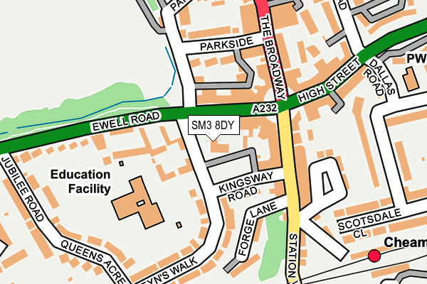 SM3 8DY map - OS OpenMap – Local (Ordnance Survey)