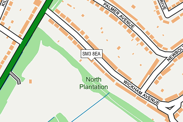 SM3 8EA map - OS OpenMap – Local (Ordnance Survey)