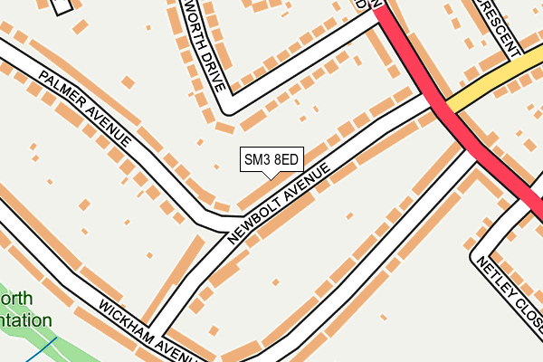 SM3 8ED map - OS OpenMap – Local (Ordnance Survey)