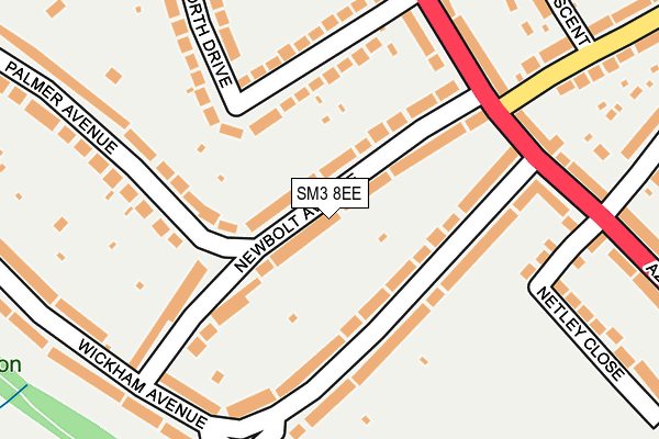 SM3 8EE map - OS OpenMap – Local (Ordnance Survey)