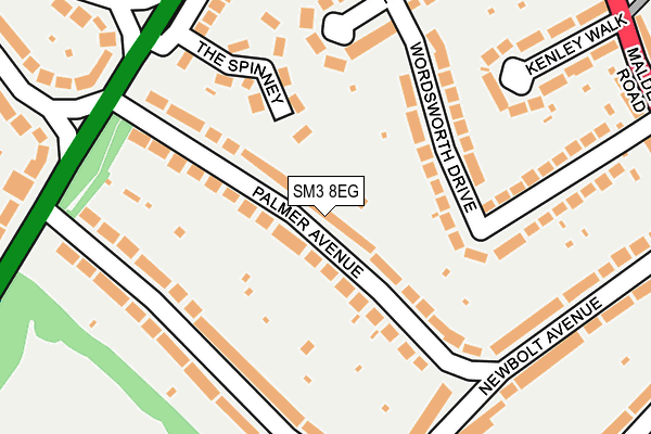 SM3 8EG map - OS OpenMap – Local (Ordnance Survey)