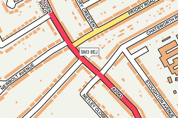 SM3 8EJ map - OS OpenMap – Local (Ordnance Survey)