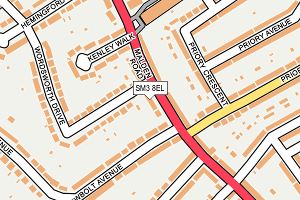 SM3 8EL map - OS OpenMap – Local (Ordnance Survey)