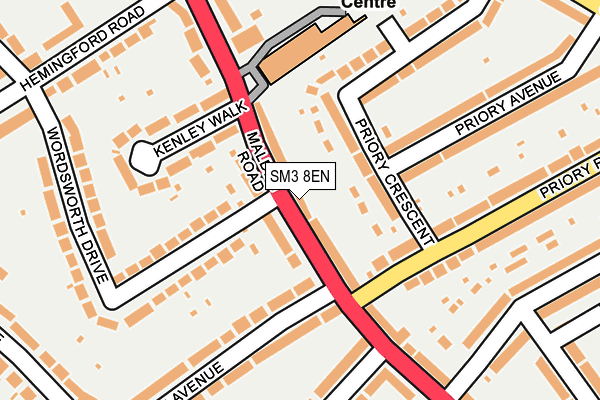 SM3 8EN map - OS OpenMap – Local (Ordnance Survey)
