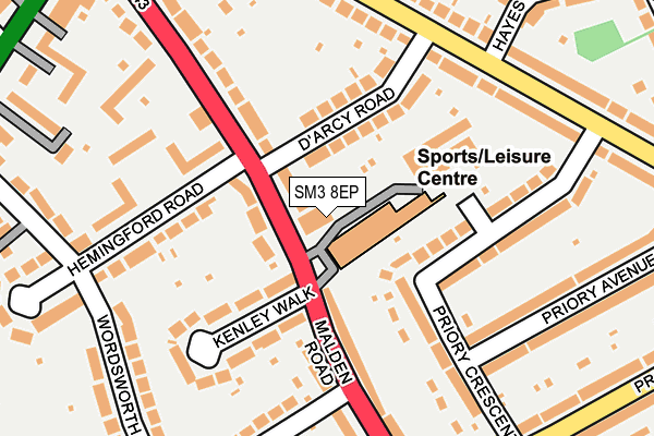 SM3 8EP map - OS OpenMap – Local (Ordnance Survey)