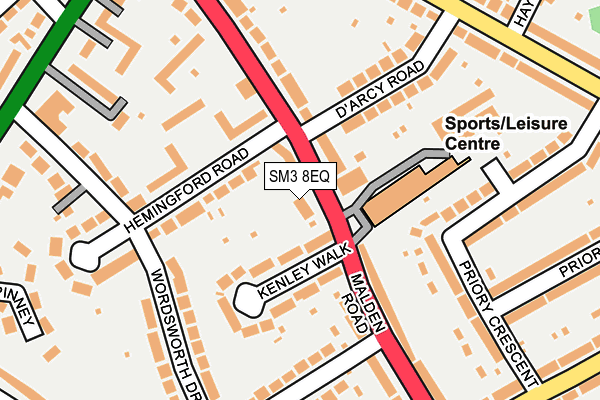 SM3 8EQ map - OS OpenMap – Local (Ordnance Survey)