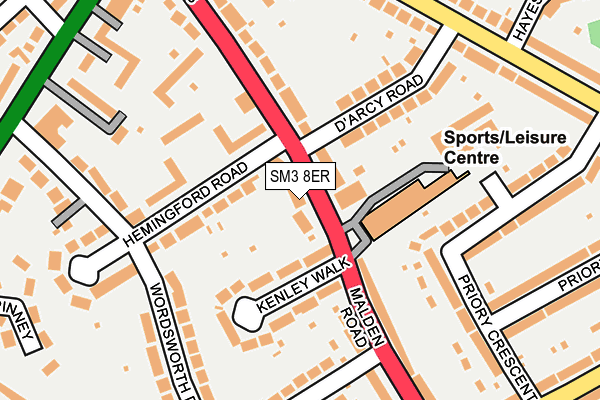 SM3 8ER map - OS OpenMap – Local (Ordnance Survey)