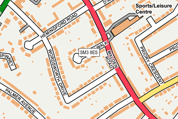 SM3 8ES map - OS OpenMap – Local (Ordnance Survey)