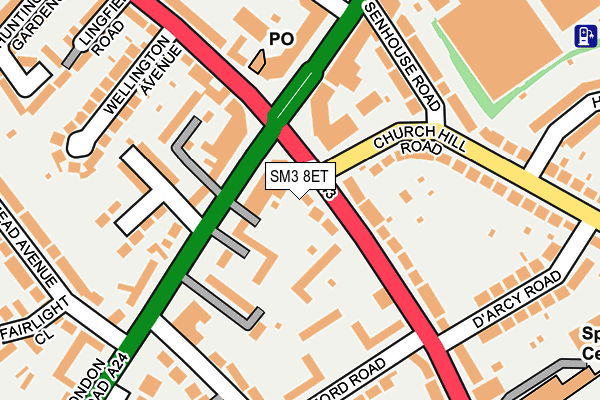 SM3 8ET map - OS OpenMap – Local (Ordnance Survey)