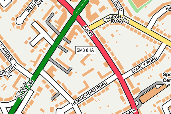 SM3 8HA map - OS OpenMap – Local (Ordnance Survey)