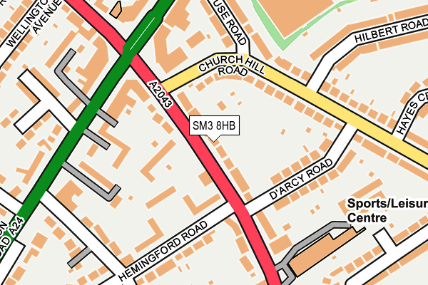 SM3 8HB map - OS OpenMap – Local (Ordnance Survey)