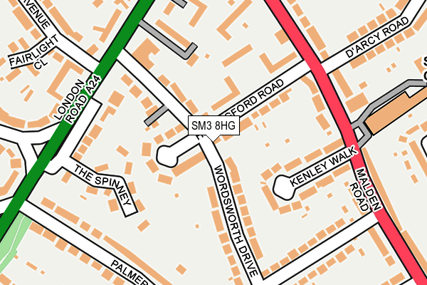 SM3 8HG map - OS OpenMap – Local (Ordnance Survey)