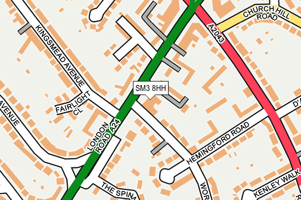 SM3 8HH map - OS OpenMap – Local (Ordnance Survey)