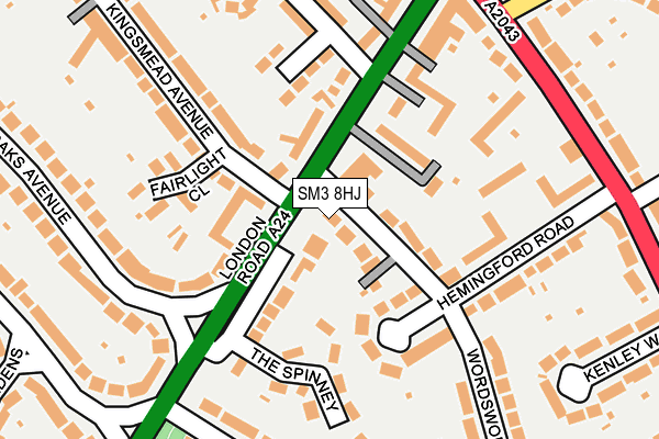 SM3 8HJ map - OS OpenMap – Local (Ordnance Survey)