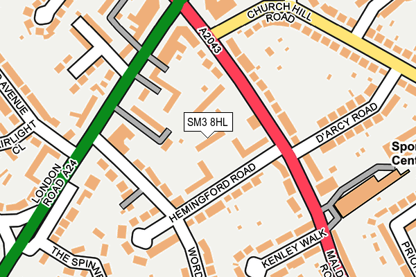 SM3 8HL map - OS OpenMap – Local (Ordnance Survey)