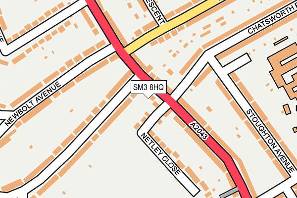 SM3 8HQ map - OS OpenMap – Local (Ordnance Survey)