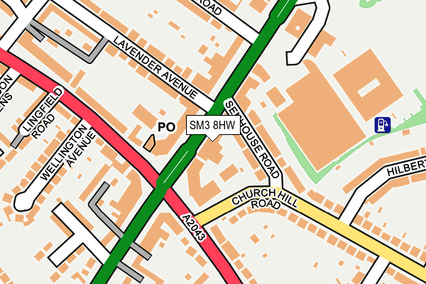 SM3 8HW map - OS OpenMap – Local (Ordnance Survey)