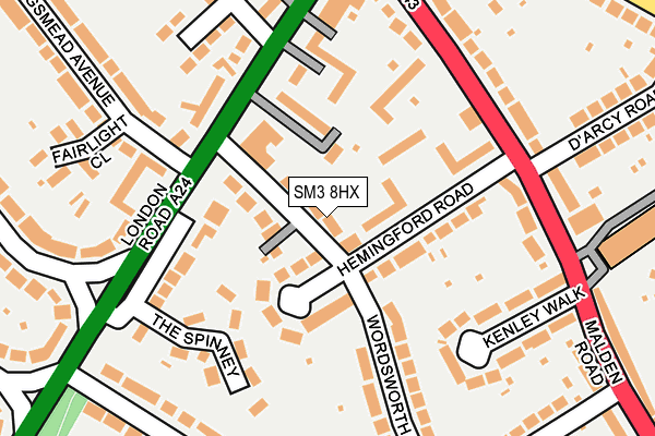 SM3 8HX map - OS OpenMap – Local (Ordnance Survey)