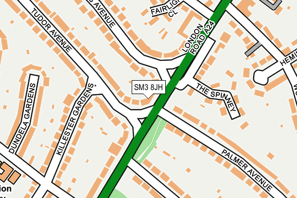 SM3 8JH map - OS OpenMap – Local (Ordnance Survey)