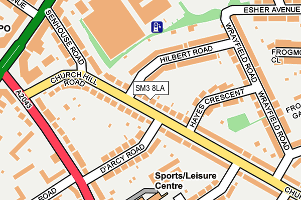 SM3 8LA map - OS OpenMap – Local (Ordnance Survey)
