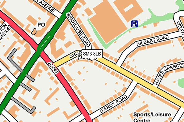 SM3 8LB map - OS OpenMap – Local (Ordnance Survey)