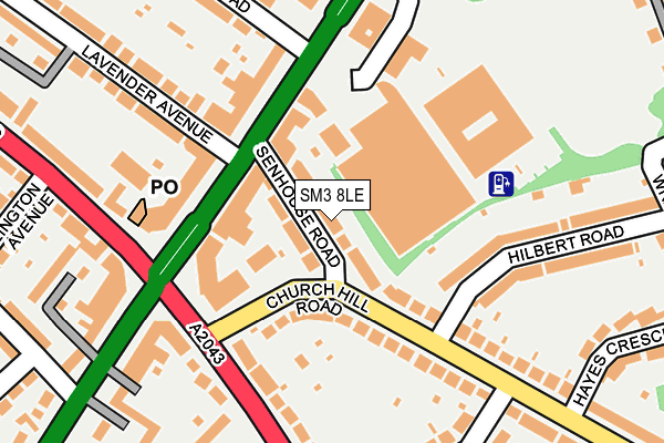 SM3 8LE map - OS OpenMap – Local (Ordnance Survey)