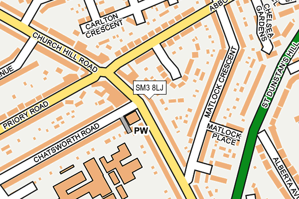 SM3 8LJ map - OS OpenMap – Local (Ordnance Survey)