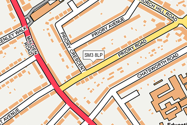 SM3 8LP map - OS OpenMap – Local (Ordnance Survey)