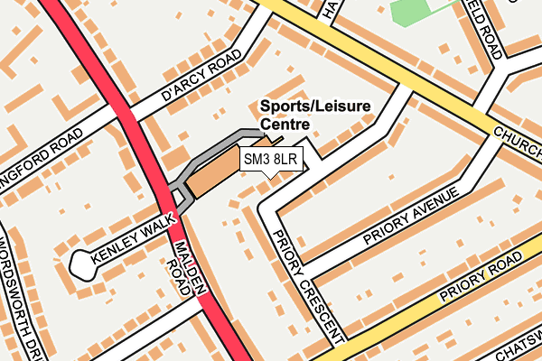 SM3 8LR map - OS OpenMap – Local (Ordnance Survey)