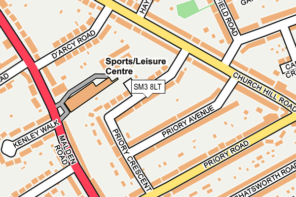 SM3 8LT map - OS OpenMap – Local (Ordnance Survey)