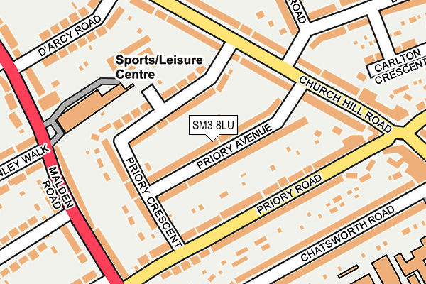 SM3 8LU map - OS OpenMap – Local (Ordnance Survey)