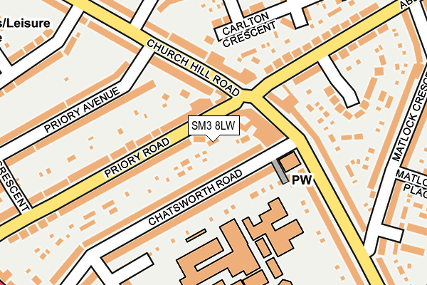 SM3 8LW map - OS OpenMap – Local (Ordnance Survey)