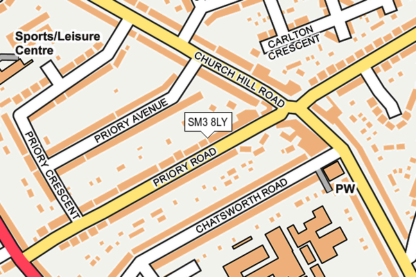 SM3 8LY map - OS OpenMap – Local (Ordnance Survey)