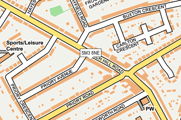 SM3 8NE map - OS OpenMap – Local (Ordnance Survey)